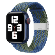 Braided nylon bandje - Blauw / Groen - Geschikt voor Apple Watch 44mm / 45mm / 46mm / 49mm
