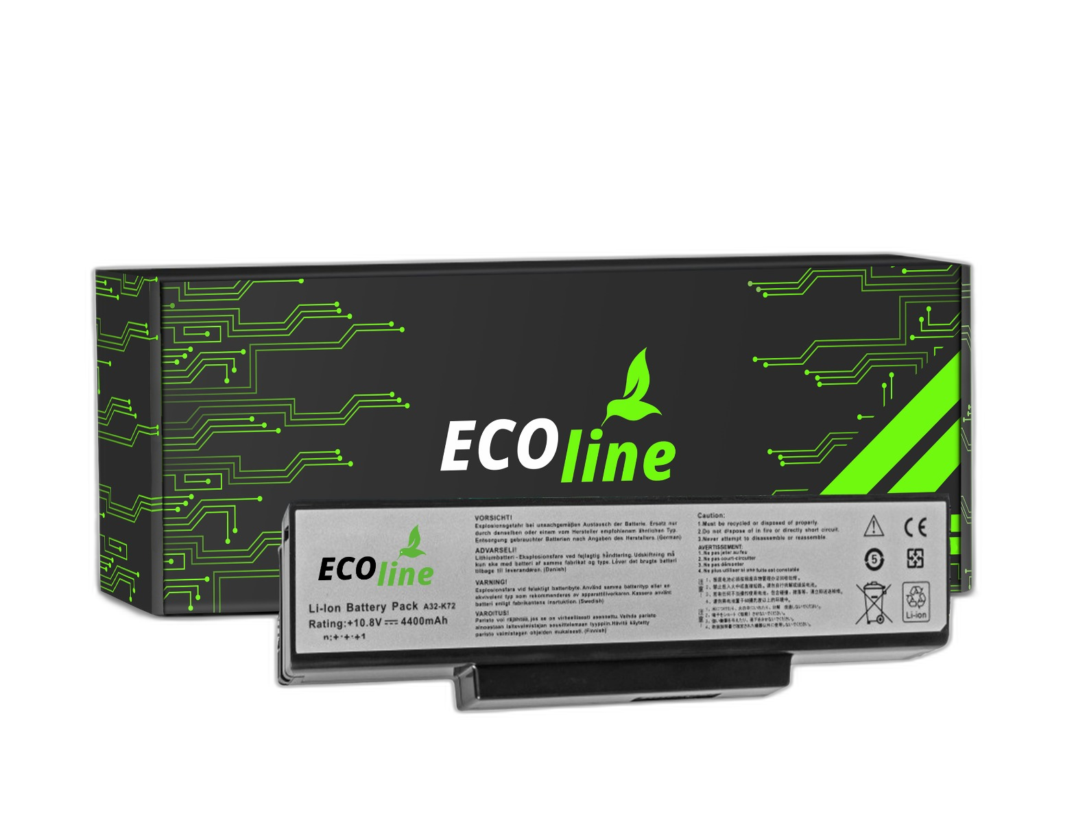 EcoLine - A32-K72 A32-N71 Batterij Compatibel Met De Asus A32-K72 K72 K73 N71 N73 / 11.1V 5200mAh