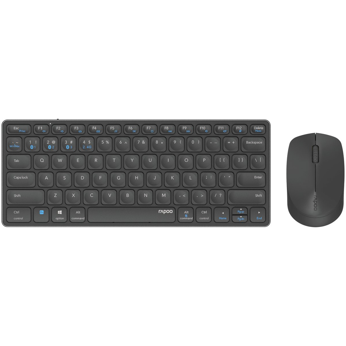 Rapoo 9600M Draadloze multimode Blade Combo Set, QWERTY US Toetsenbord Grijs