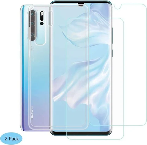 Huawei P30 Pro Hoesjes - Transparante TPU Siliconen Backcover - Soft Case - 2x Screenprotector Gehard Glas