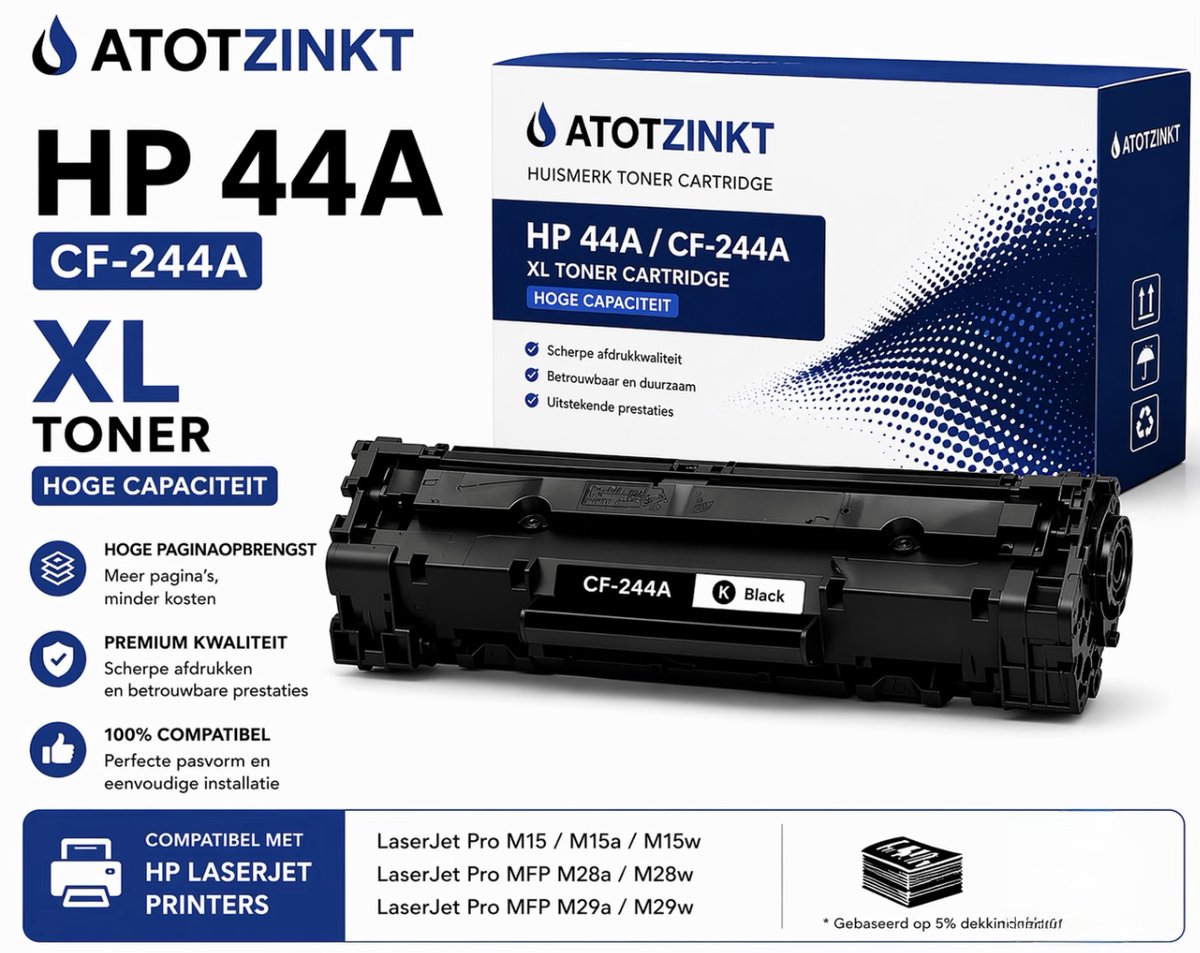 AtotZinkt Compatible XL Laser toner cartridge voor HP 44A / CF-244A | Geschikt voor Laserjet M15A, M15W, M17A, M17W, M28A, M28W