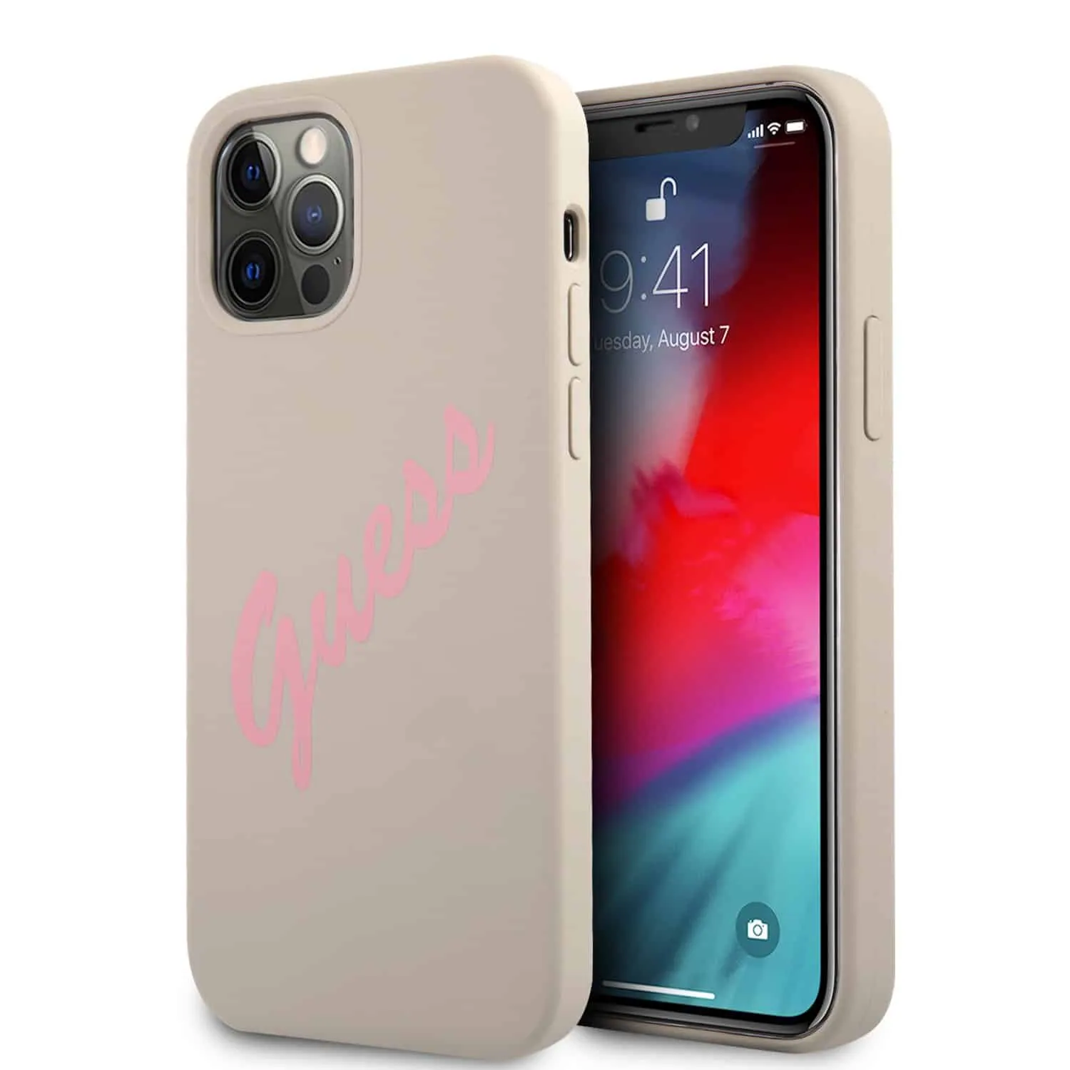 GUESS Silicone Vintage Back Cover iPhone 12 Pro Max - Stone