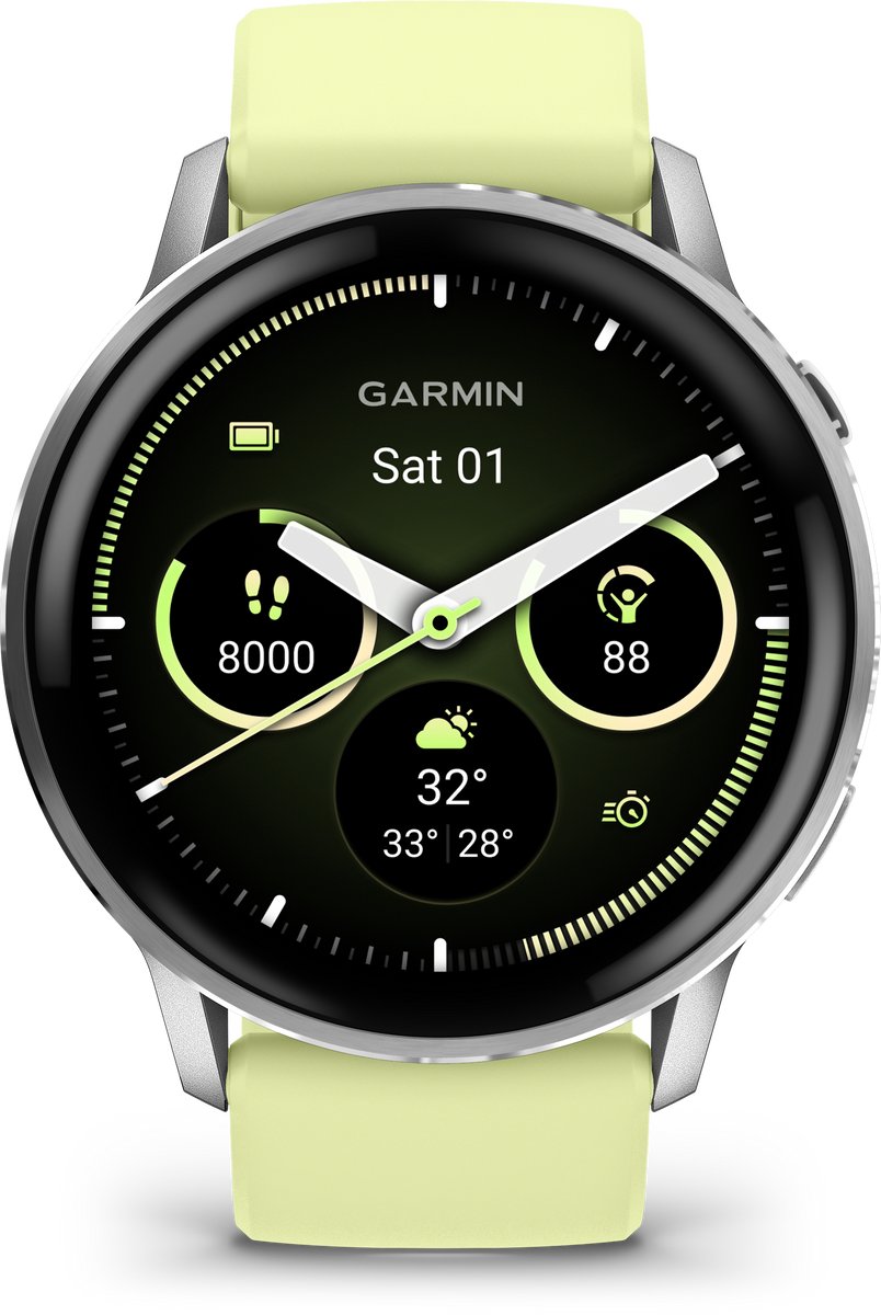 Garmin Venu 4 - Multisport smartwach - 45 mm - AMOLED - Zilverkleurig/citroen