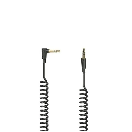Hama Audiokabel Flexi-Slim spiraal, 3,5-mm-jack-st. 90 - stekker, stereo, 1,5 m Luidspreker kabel Zwart