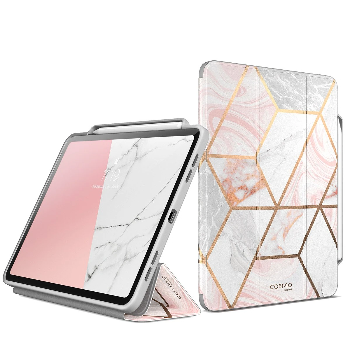 COSMO Bookcase Hoes iPad Pro 11 inch 2021 - Pencil houder - Marmer Wit