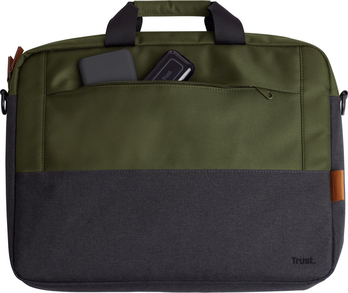 Trust Lisboa - Laptoptas 16 inch - Gevoerd Laptopvak - Schouderband - Groen