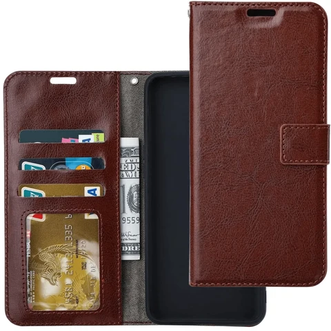 Huawei P Smart Plus 2019 Hoesjes - Portemonnee Hoes - Pasjeshouder - 2x Screenprotector - Bruin