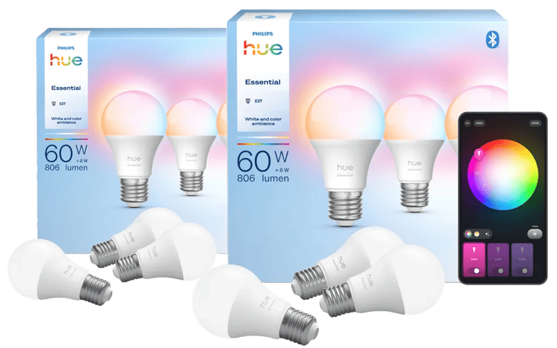 Philips Hue Essential A60 White and Color E27 6-Pack