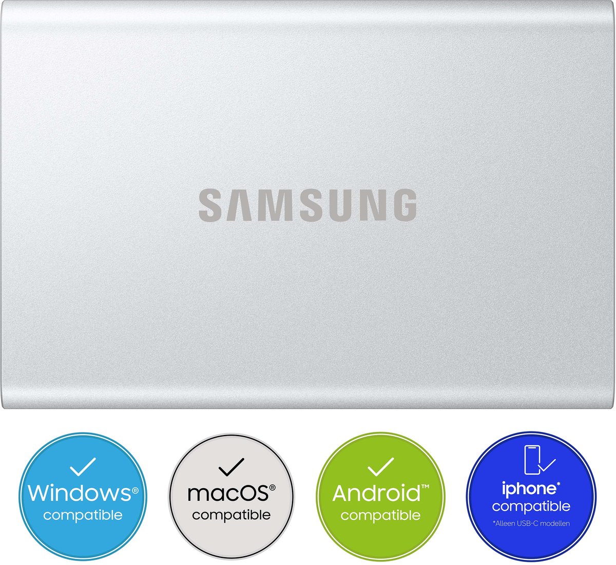 Samsung Portable T7 - Externe SSD - USB 3.2 Gen 2 USB-C - SSD - 4TB - Zilver
