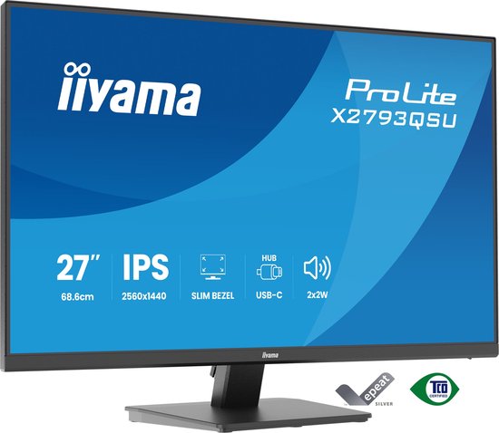 iiyama ProLite X2793QSU-B1 - 27 inch - QHD - IPS - USB-Hub (2x)