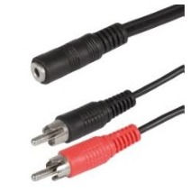 Scanpart audio adapterkabel 3.5mm - 2xRCA 0,2m Zwart Mini jack kabel Zwart