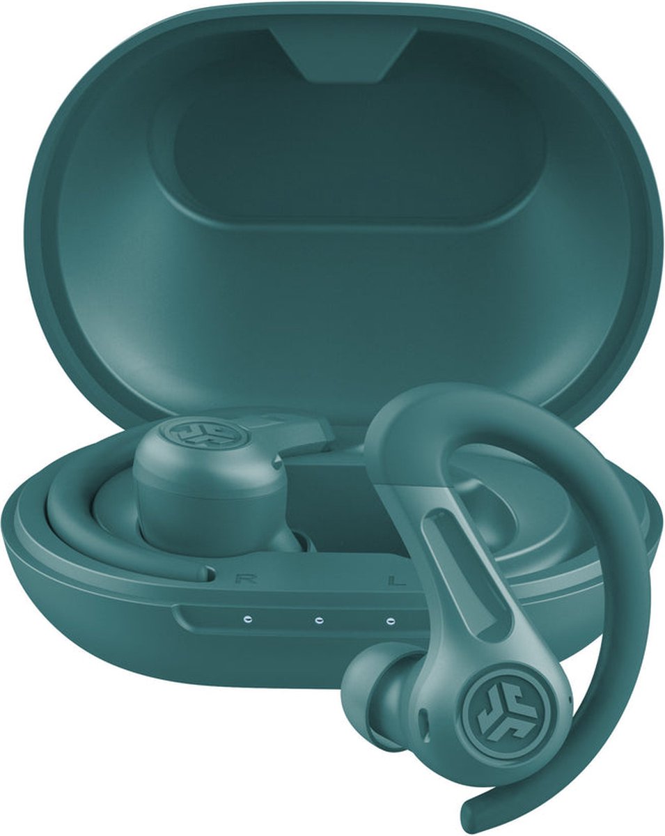 JLab JBuds Sport ANC 4 Draadloze oordopjes - Bluetooth Oortjes Draadloos - Hybrid Active Noise Cancelling - 60 uur Batterijduur - IP66 Waterbestendig - Aanpasbare EQ3 - Hardlopen - Groen