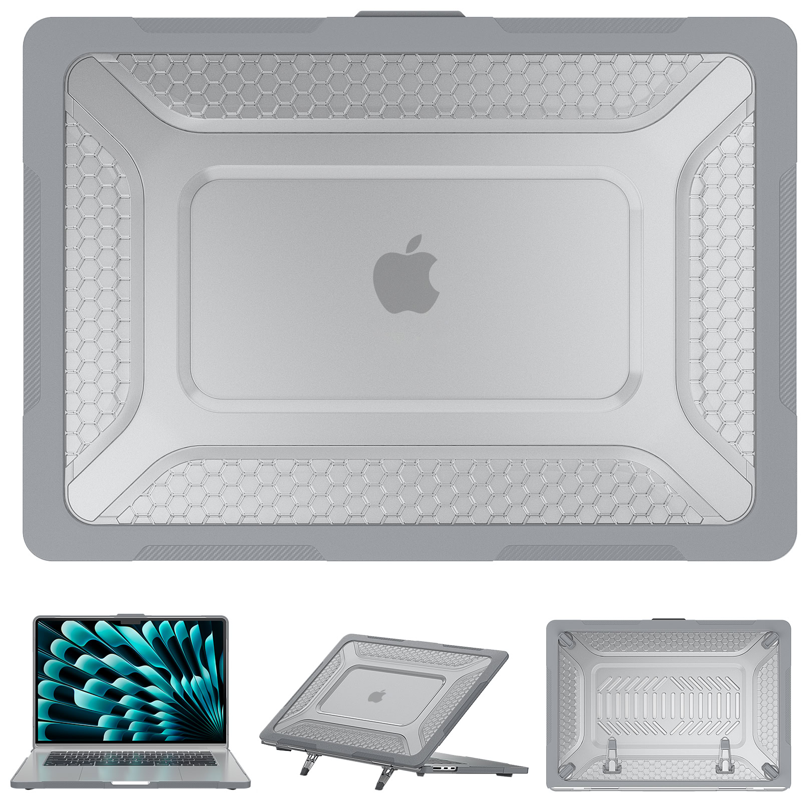 Turtle Shift Laptopcover Shield MacBook Air 15.3 inch 2023 / 2024 M3 / 2025 M4 / 2026 M5 - Grijs