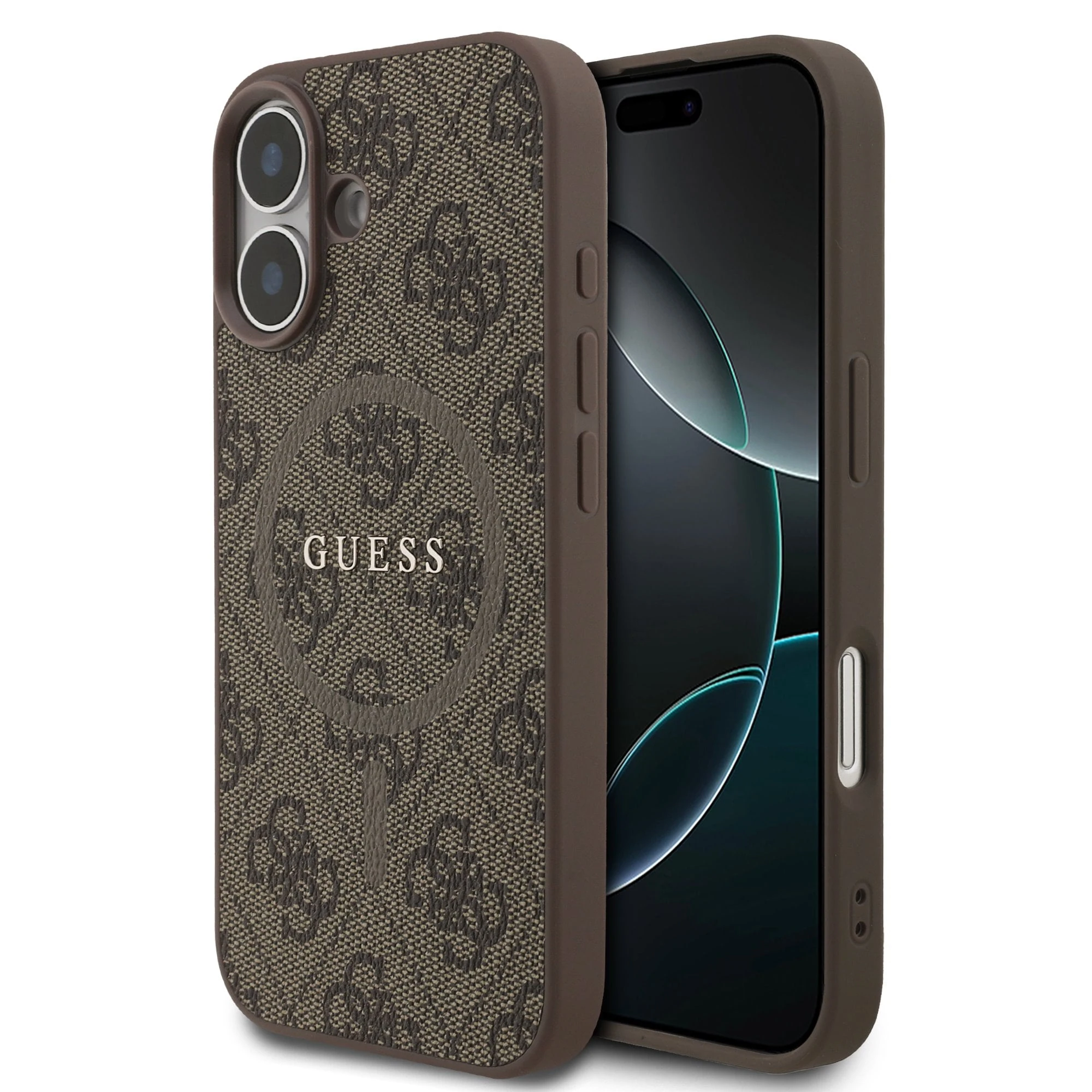 Guess PU Leather 4G MagSafe Hoesje iPhone 17 - Bruin