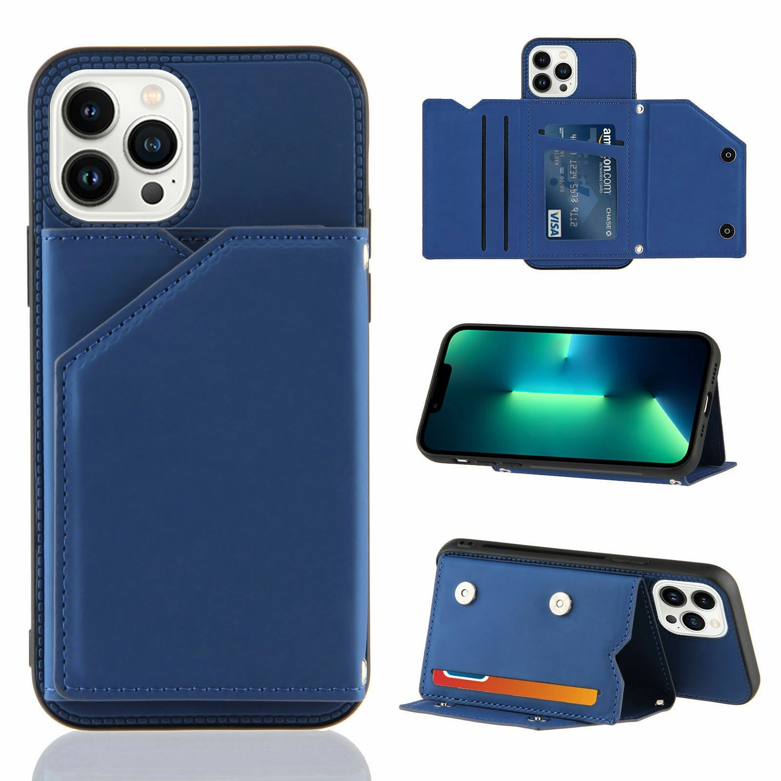 Backcover Portemonnee hoesje iPhone 14 Pro Max - Blauw