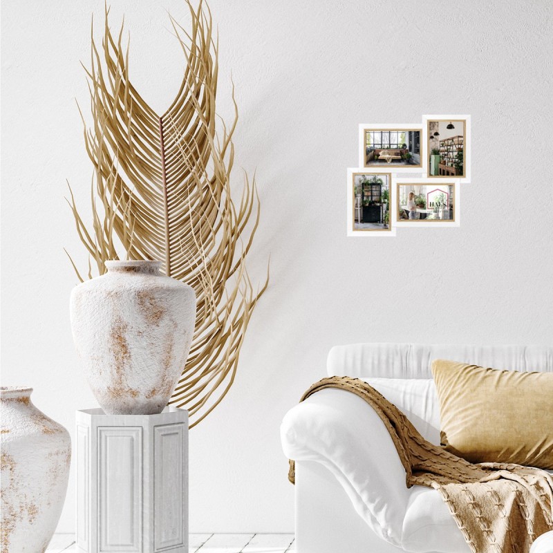 Haes Deco Houten Multi Fotolijst / Galerie Fevik in wit met bruin voor 4 foto's 10x15 (formaat 32x32 cm) - CV442HS