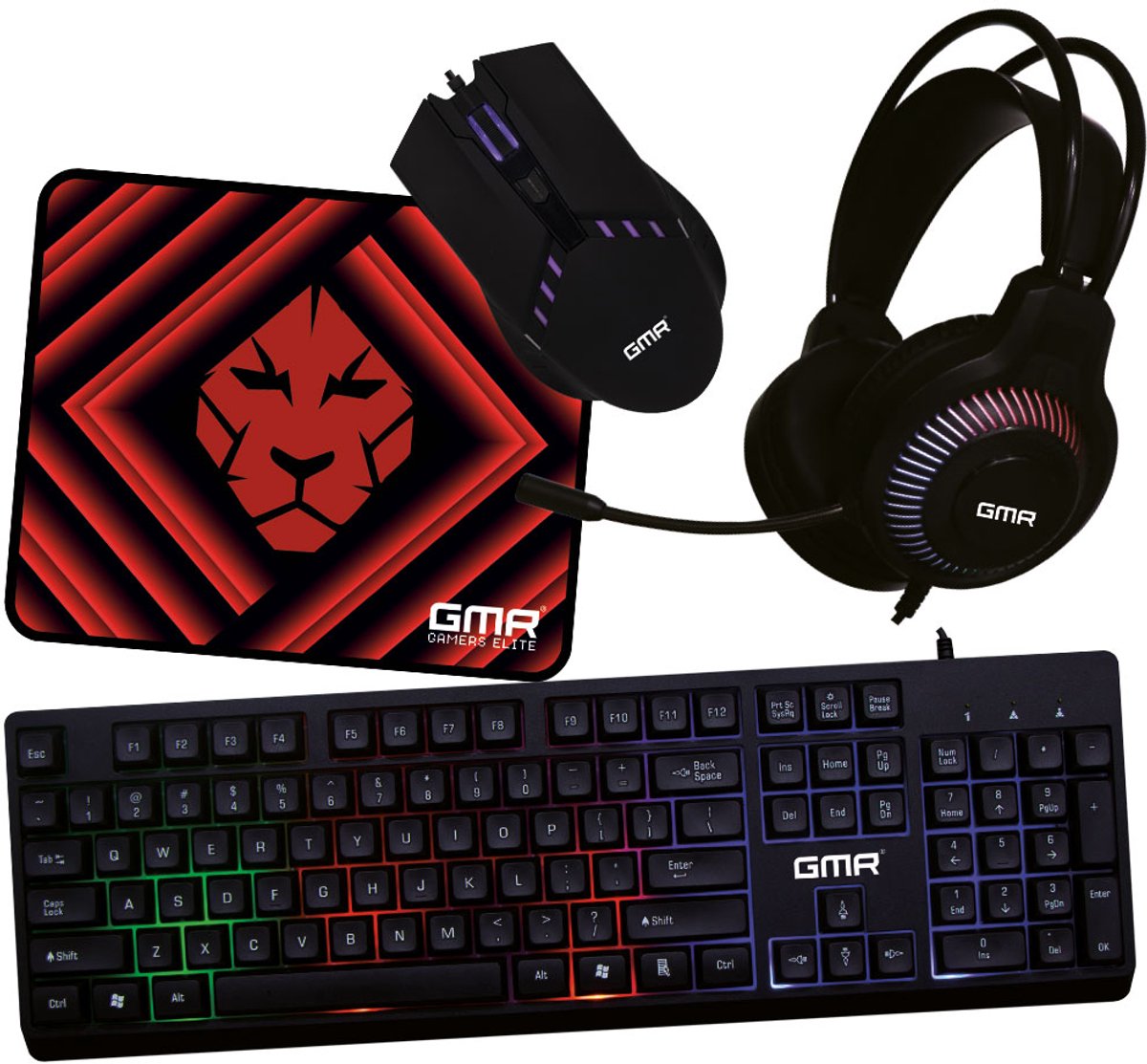4-in-1 Gaming Set – RGB Toetsenbord, Muis, Headset en Muismat - Qwerty