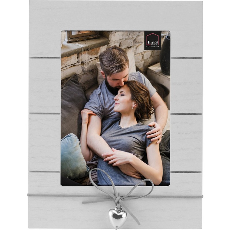 Haes Deco Houten Fotolijst Cergi verticaal wit met metalen hartje voor foto 13x18 - XD557VHS