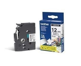 Brother TZe-231 lettertape 12mm zwart/wit