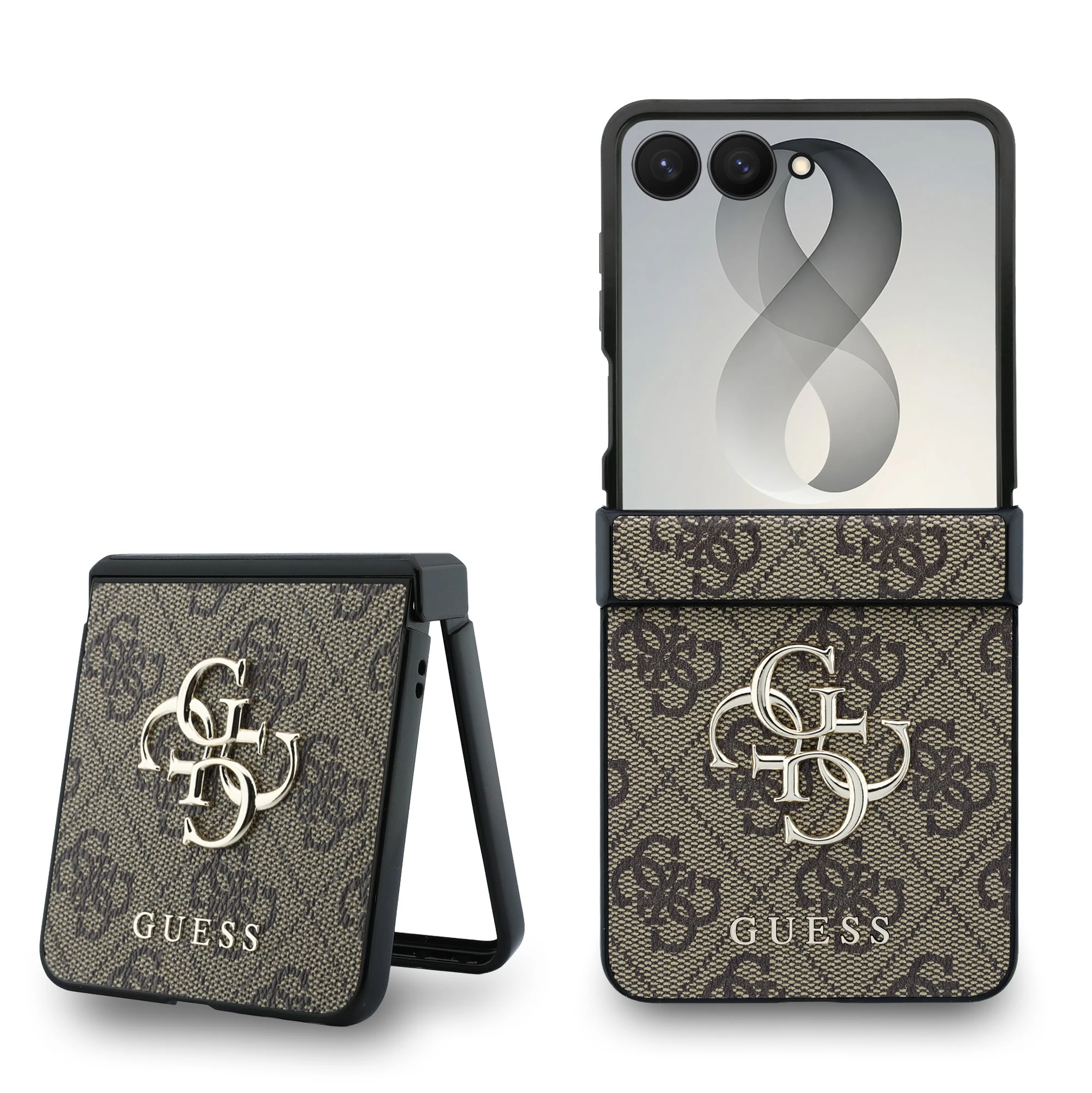 Guess PU 4G Metal Logo Hoesje Samsung Galaxy Z Flip 8 - Bruin