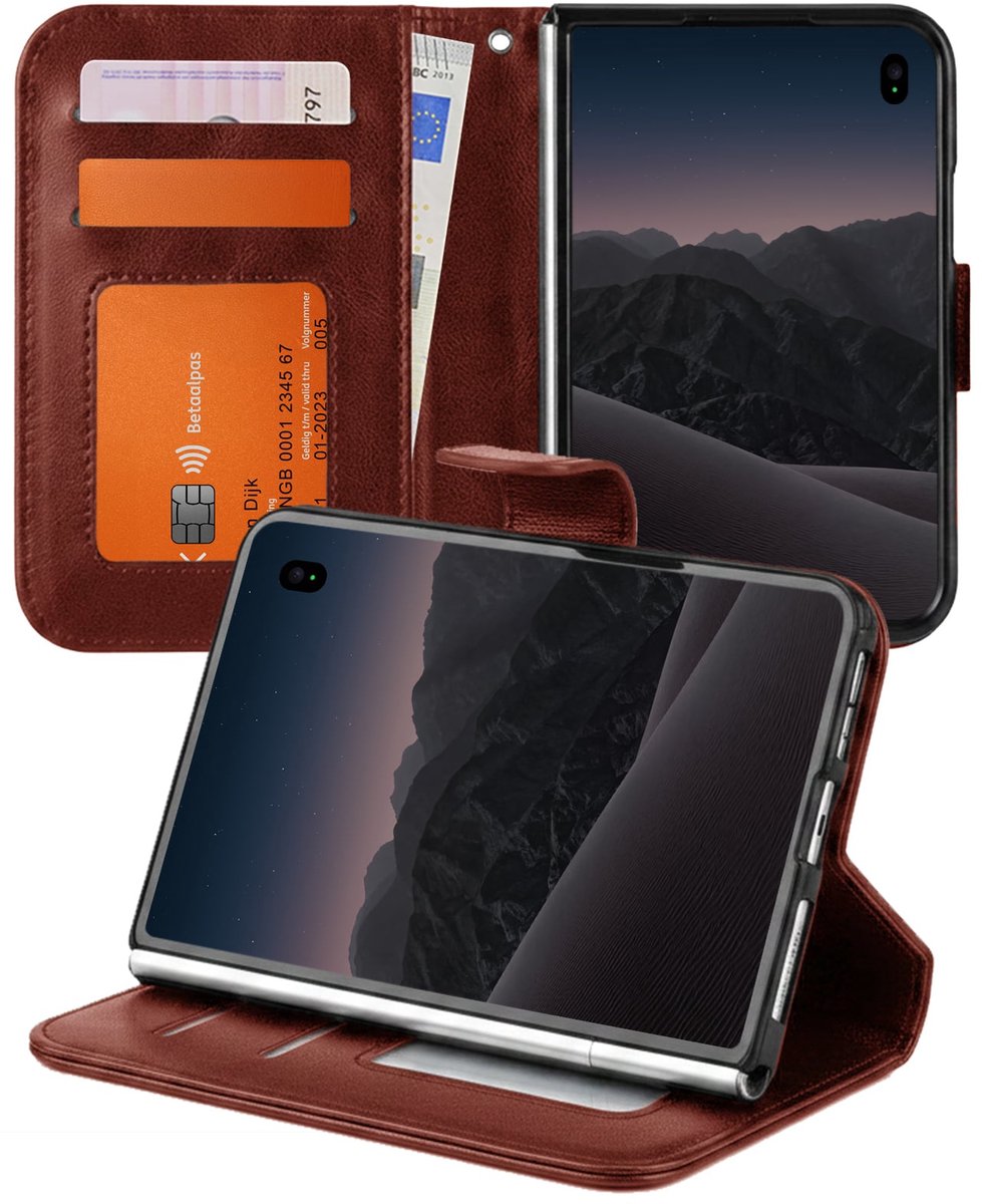 Hoesje - Geschikt voor Apple iPhone Duo - Luxe Bookcase - Walletcase Hoes - Portemonnee - Cover - Telefoonhoes - Bruin