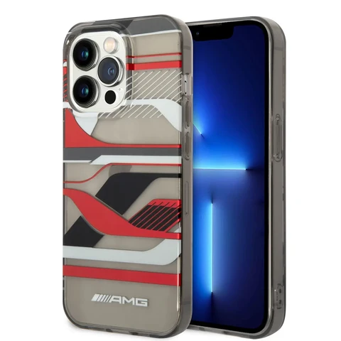 AMG iPhone 14 & 13 Backcover hoesje - Double Layer - Expressive Red Graphic Design - Transparant