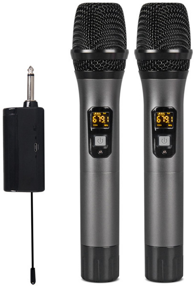2 draadloze microfoons Bluetooth Reverb met Android-poortkabel