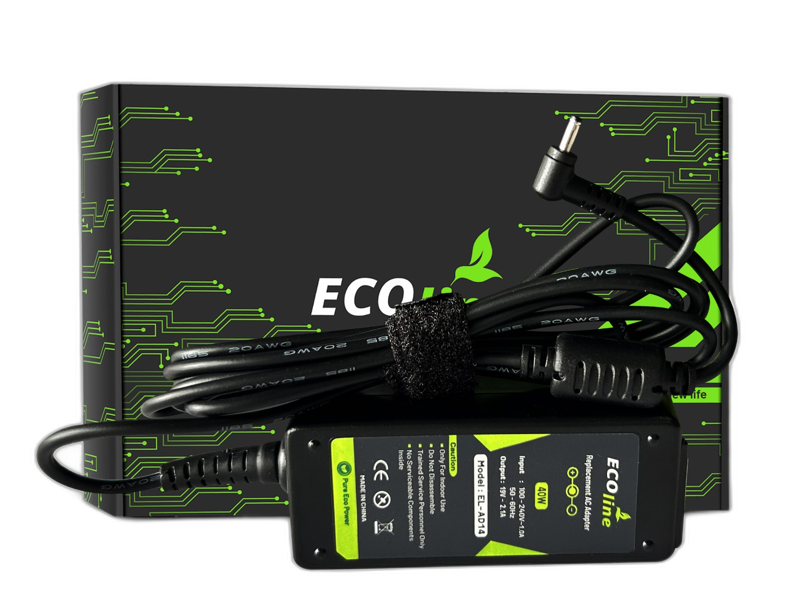 EcoLine - Oplader / AC Adapter - Compatibel Met De Asus Eee PC 1001PX 1001PXD 1005HA 1201HA 1201N 1215B 1215N X101 X101CH X101H - 19V 2.1A 40W