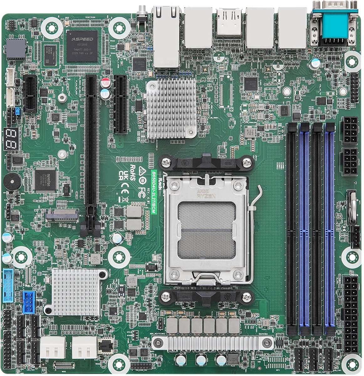 ASRock Rack B650D4U-2L2T/BCM - Micro-ATX - Socket AM5 (LGA 1718) - 2x Gbit LAN - IPMI - 1x PCIe 5.0 x16