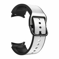 2 in 1 siliconen/ leren bandje - Wit - Samsung Galaxy Watch 4 - 40mm & 44mm