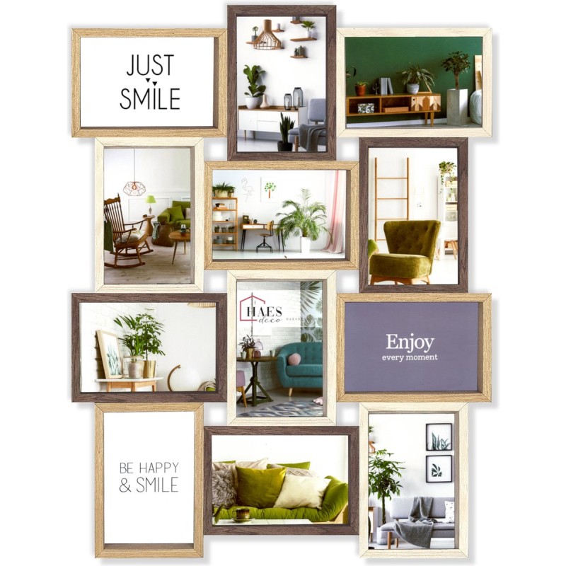 Haes Deco Houten Multi Fotolijst / Galerie Alvesta in bruin tinten voor 12 foto's 10x15 (formaat 44 x 58 cm) - MP164