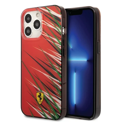 Ferrari iPhone 14 Pro Max Backcover hoesje - Double Layer Grass Print - Rood