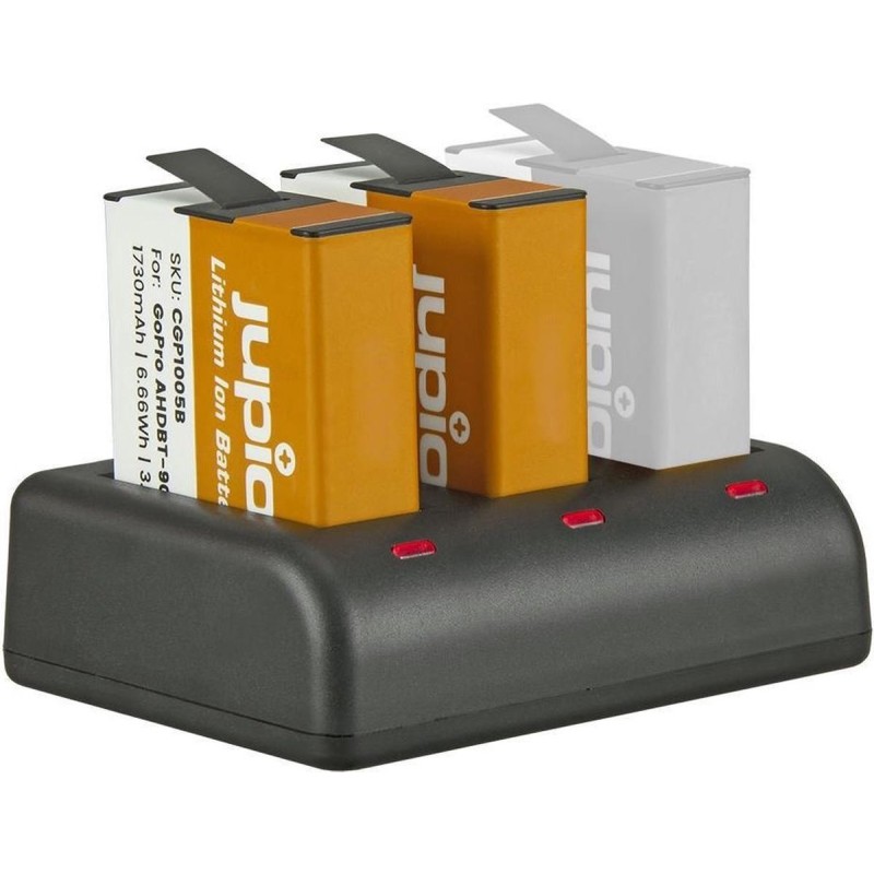 Jupio Kit: 2 x accu GoPro Hero9, Hero10, Hero11, Hero12 + compacte Triple oplader