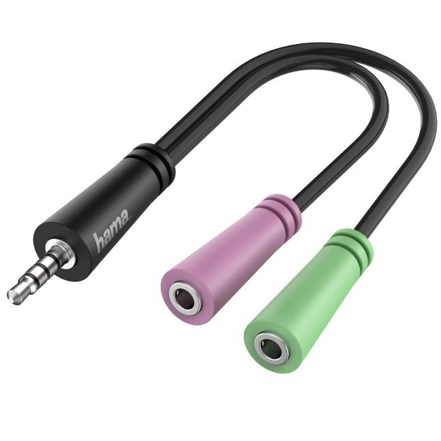 Hama Audio adapter 3.5mm jack - 4 polige 3.5mm jack headset Mini jack kabel Zwart