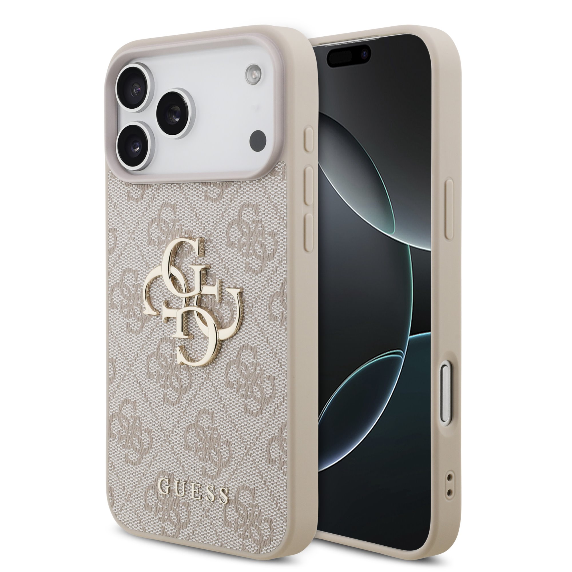Guess PU 4G Metal Logo hoesje voor iPhone 17 Pro Max en iPhone 18 Pro Max - Roze