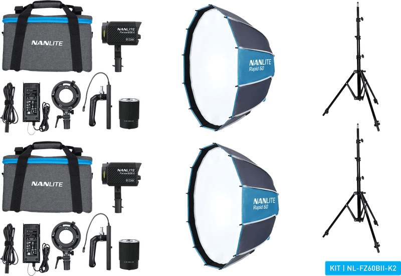 Nanlite Forza 60B II LED Bi-Color Dual Kit (met lightstand en softbox)