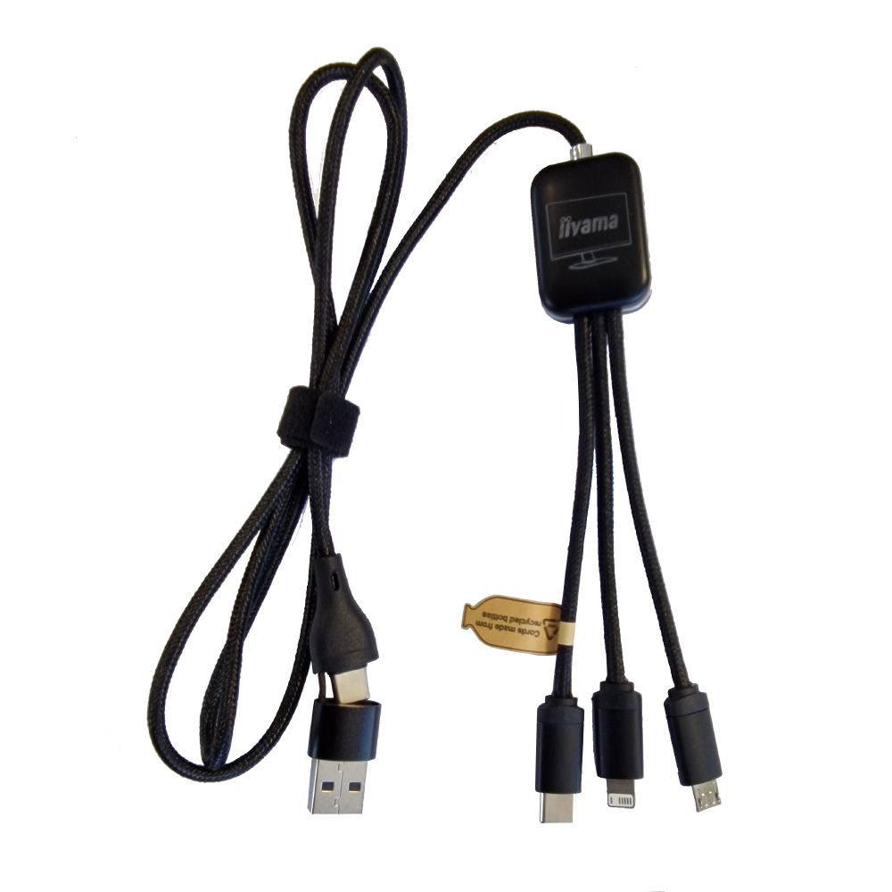 Iiyama USB-C 2-in-3 oplaadkabel 1m