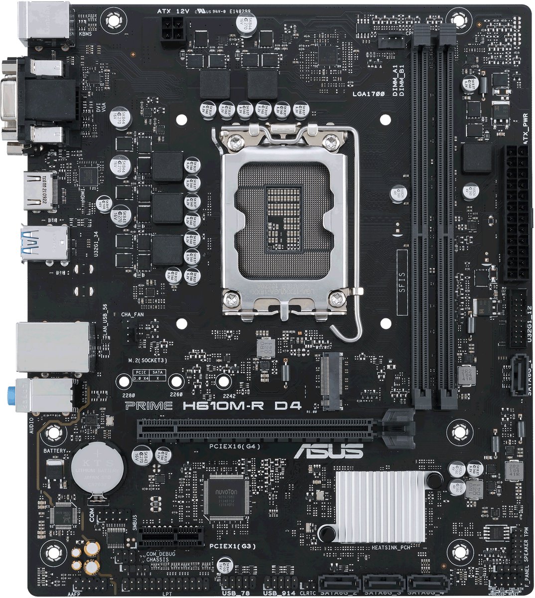 ASUS PRIME H610M-R D4-SI Moederbord – Socket LGA1700 – Micro-ATX – DDR4 – PCIe 4.0 – M.2 – HDMI 2.1 – Voor Intel 12e & 13e Gen