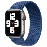 Braided Solo Loop nylon bandje - Maat: M - Blauw - Geschikt voor Apple Watch 44mm / 45mm / 46mm / 49mm