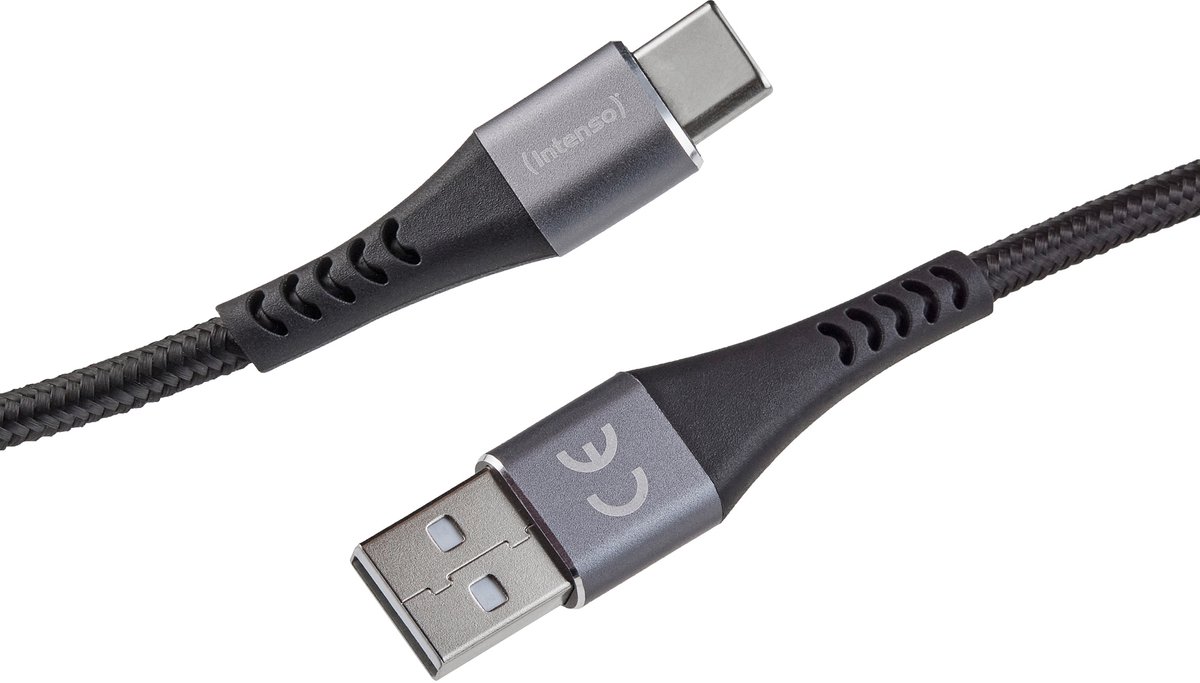 (Intenso) A315C black USB-A naar USB-C laad- en data kabel - 1.5meter - zwart