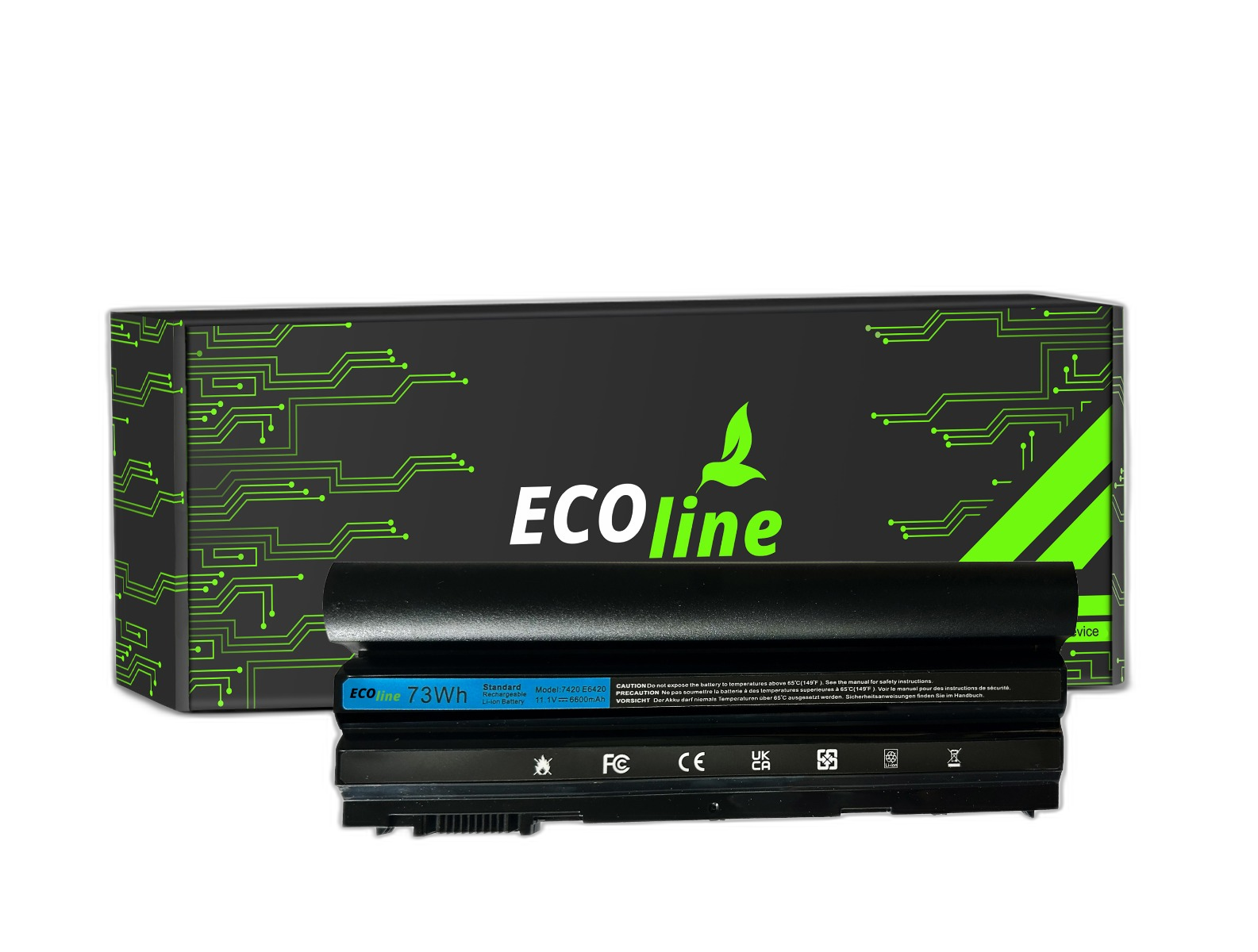 EcoLine - 8858X T54FJ Batterij Compatibel Met De Dell Latitude E5520 E6420 E6520 E6530 (achterkant) / 11.1V 6600mAh