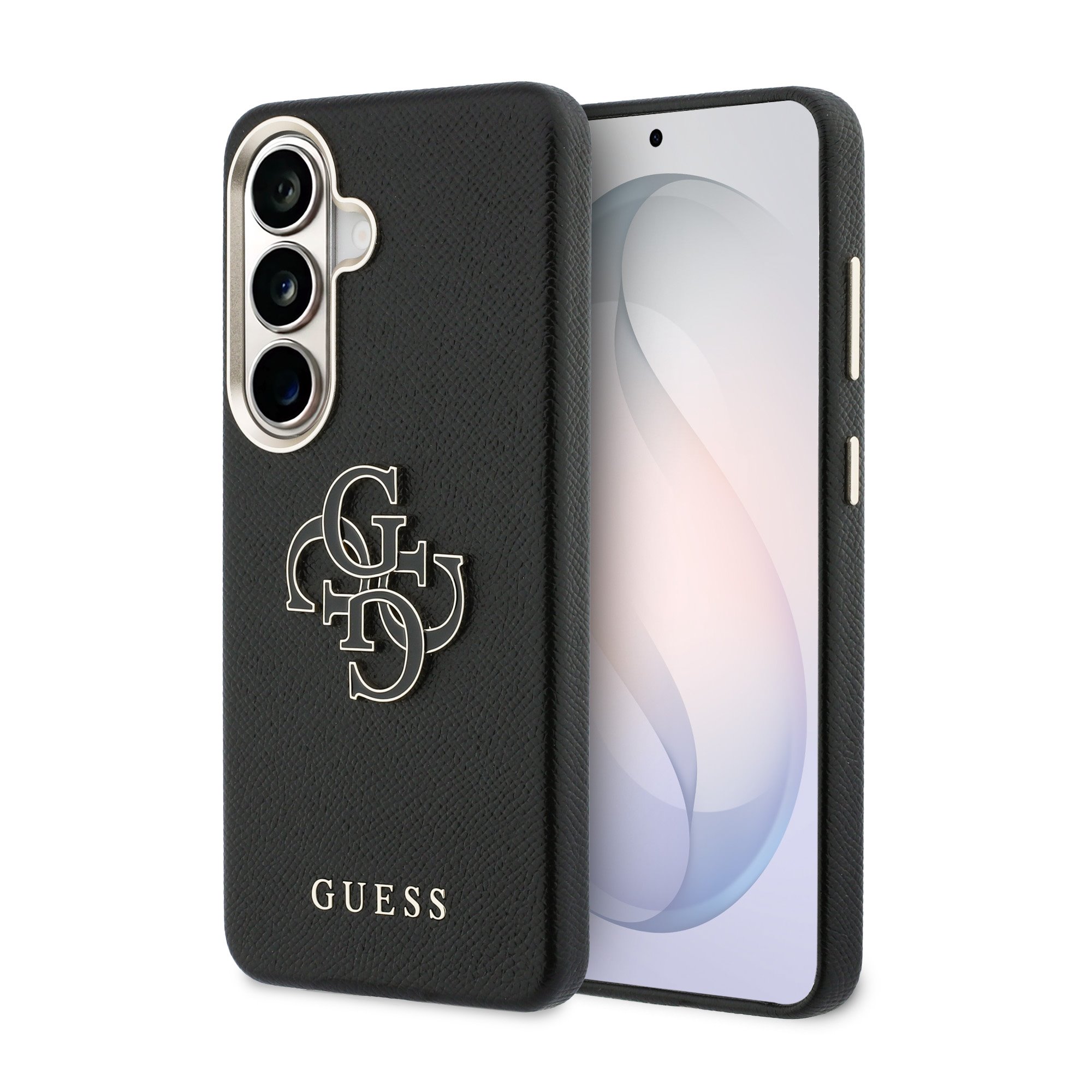 Guess PU 4G Resin Metal Logo Hoesje Samsung Galaxy S26 Plus - Zwart