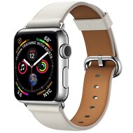 Classic lederen bandje - Wit - Geschikt voor Apple Watch 44mm / 45mm / 46mm / 49mm