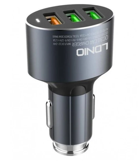 Autolader - Geschikt voor iPhone 16/15 & Samsung Galaxy - 30W Snellader - 3 Poorten - USB-C Kabel