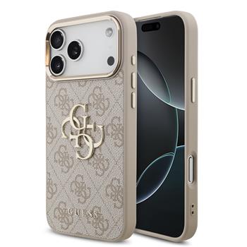 Guess PU Leather 4G Metal Logo Gold Frame hoesje voor iPhone 18 Pro Max en iPhone 17 Pro Max - Roze