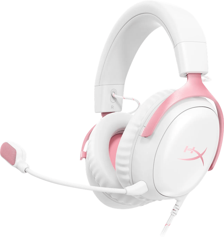 HyperX Cloud III Wired Gaming Headset - Wit/Roze (PC, PS5, Xbox Series X/S)