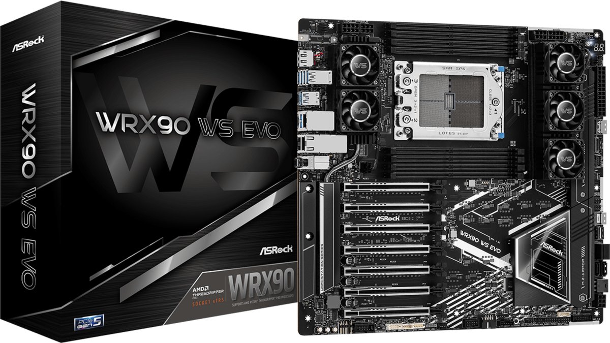 ASRock WRX90 Serie - Moederbord - Zaandstorm met RGB - PCIe Gen5 x16 - ECC