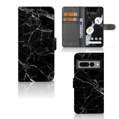Google Pixel 7 Pro | Bookcase | Marmer Zwart - Origineel Cadeau Vader