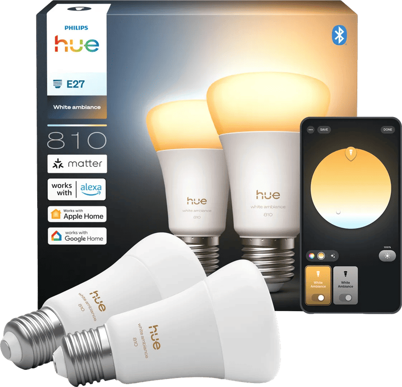 Philips Hue A60 White Ambiance 810lm E27 2-pack