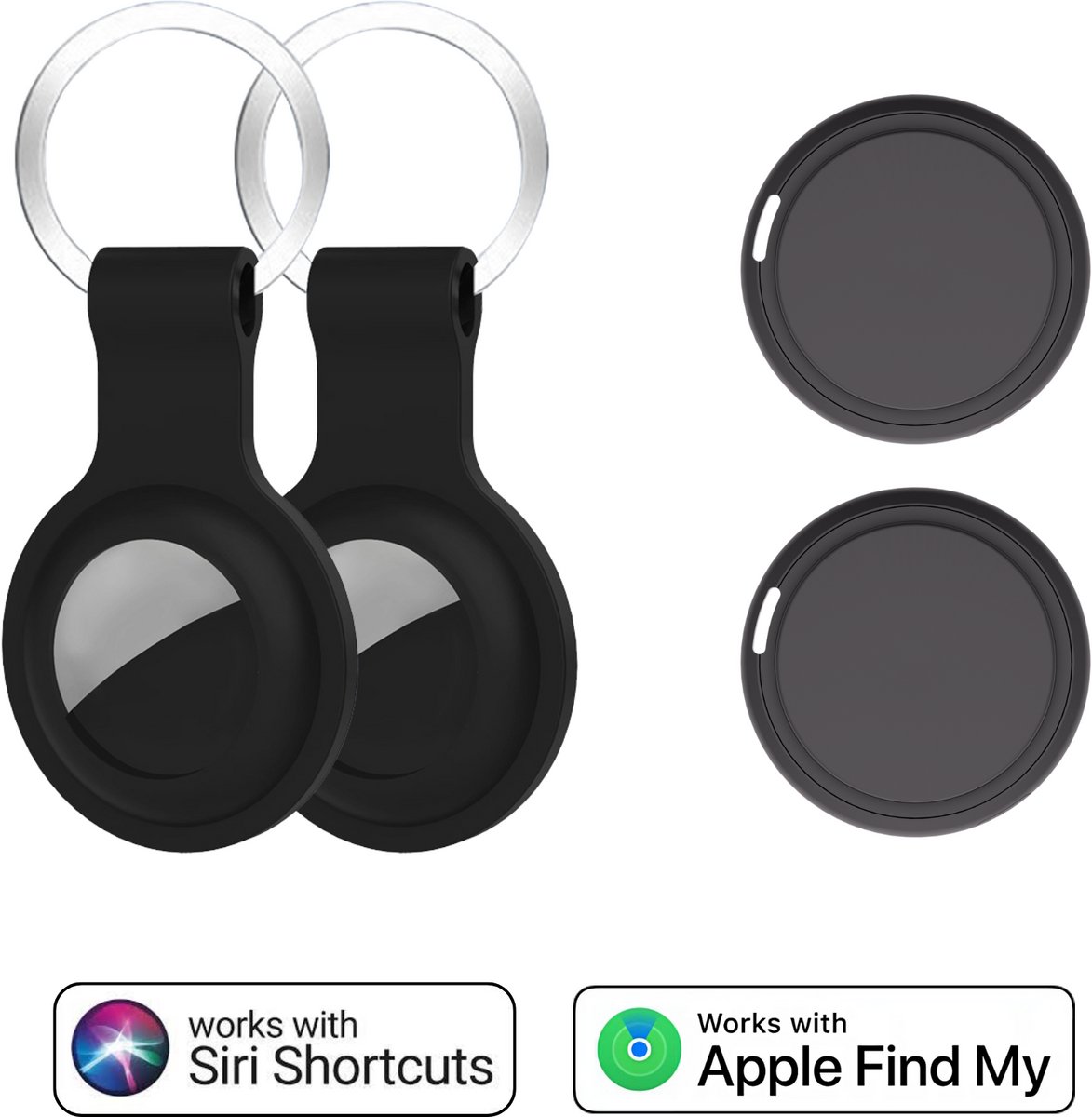 2 Tags - GPS Trackers Zwart – Bluetooth Keyfinder Geschikt voor Apple iPhone – GPS tracker Zonder Abonnement - Werkt met Find My – WiseQ